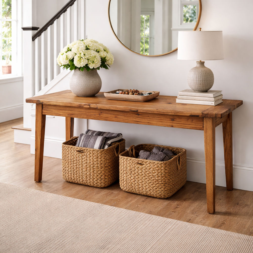 LINDI RUSTIC COUNTRY BENCH RECYCLED ELM WOOD 113CM - MyChocolateWood
