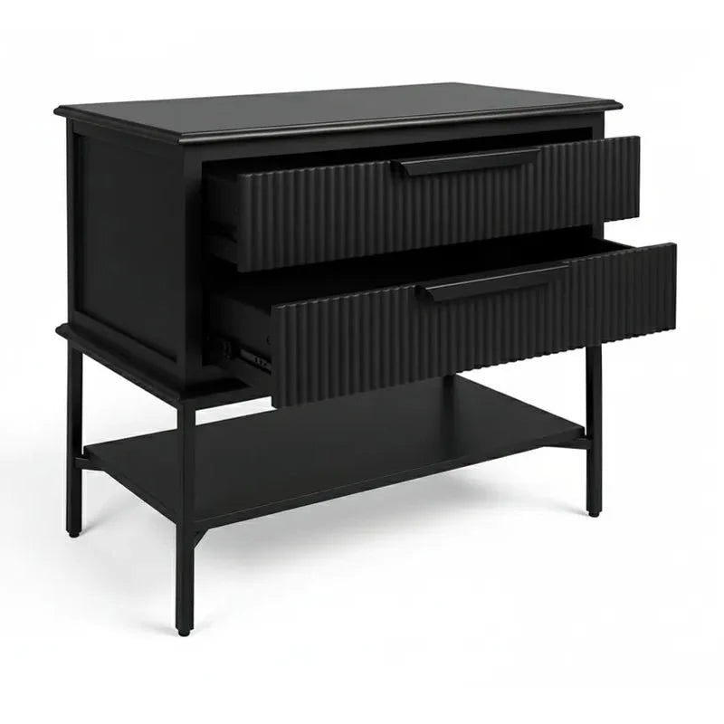 MORETTI 2-DRAWER BEDSIDE TABLE SATIN BLACK LARGE - MyChocolateWood