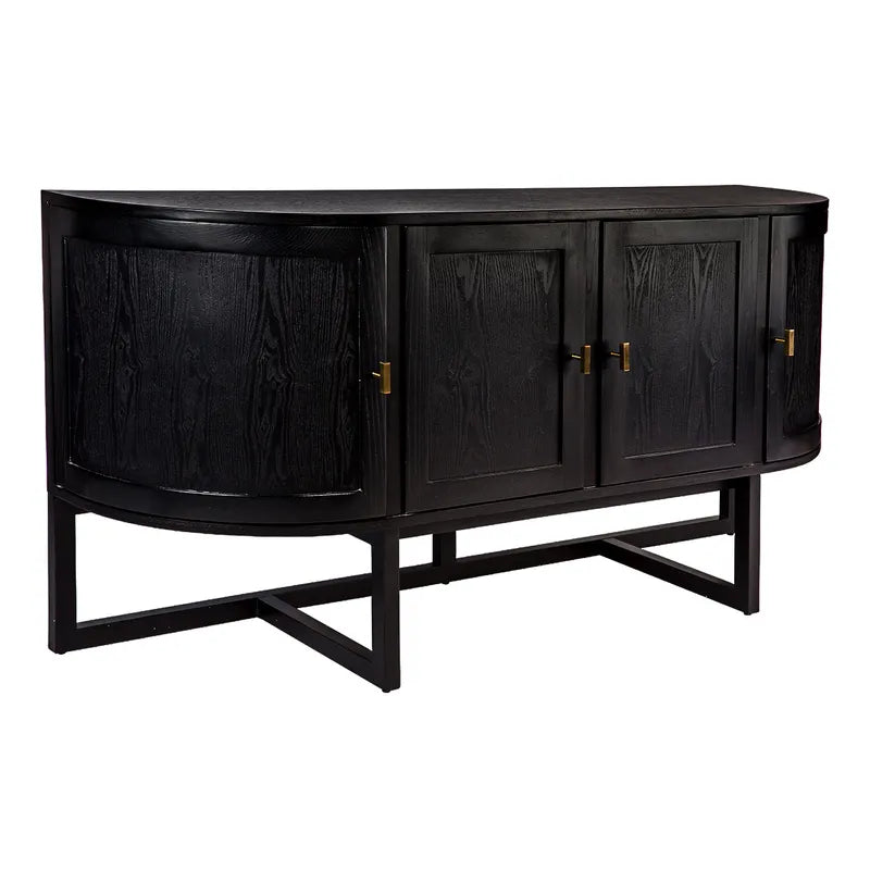 ENNIS OAK & OAK VENEER 4-DOOR BUFFET/SIDEBOARD BLACK