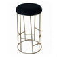 Jace Gold Steel Bar Stool with Black Linen - Chocolate Wood