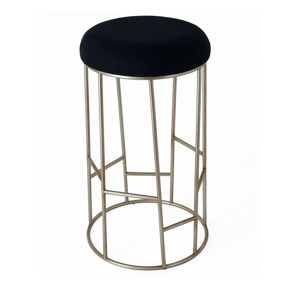 JACE GOLD STEEL BAR STOOL - BLACK LINEN - MyChocolateWood