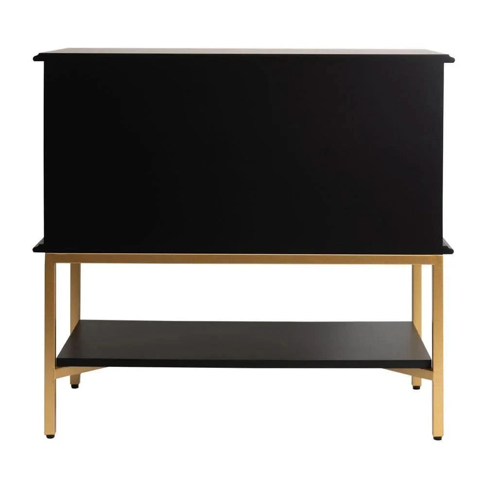 MORETTI 2-DRAWER BEDSIDE TABLE SATIN BLACK/GOLD LARGE - MyChocolateWood