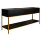 MORETTI 3-DRAWER CONSOLE TABLE/HALL TABLE SATIN BLACK  & GOLD LARGE - MyChocolateWood