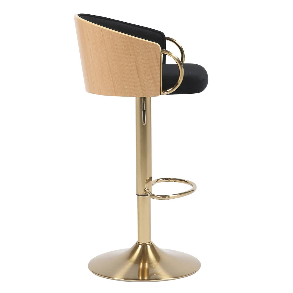 Cilla Gas Lift Swivel Bar Stool Black & Gold