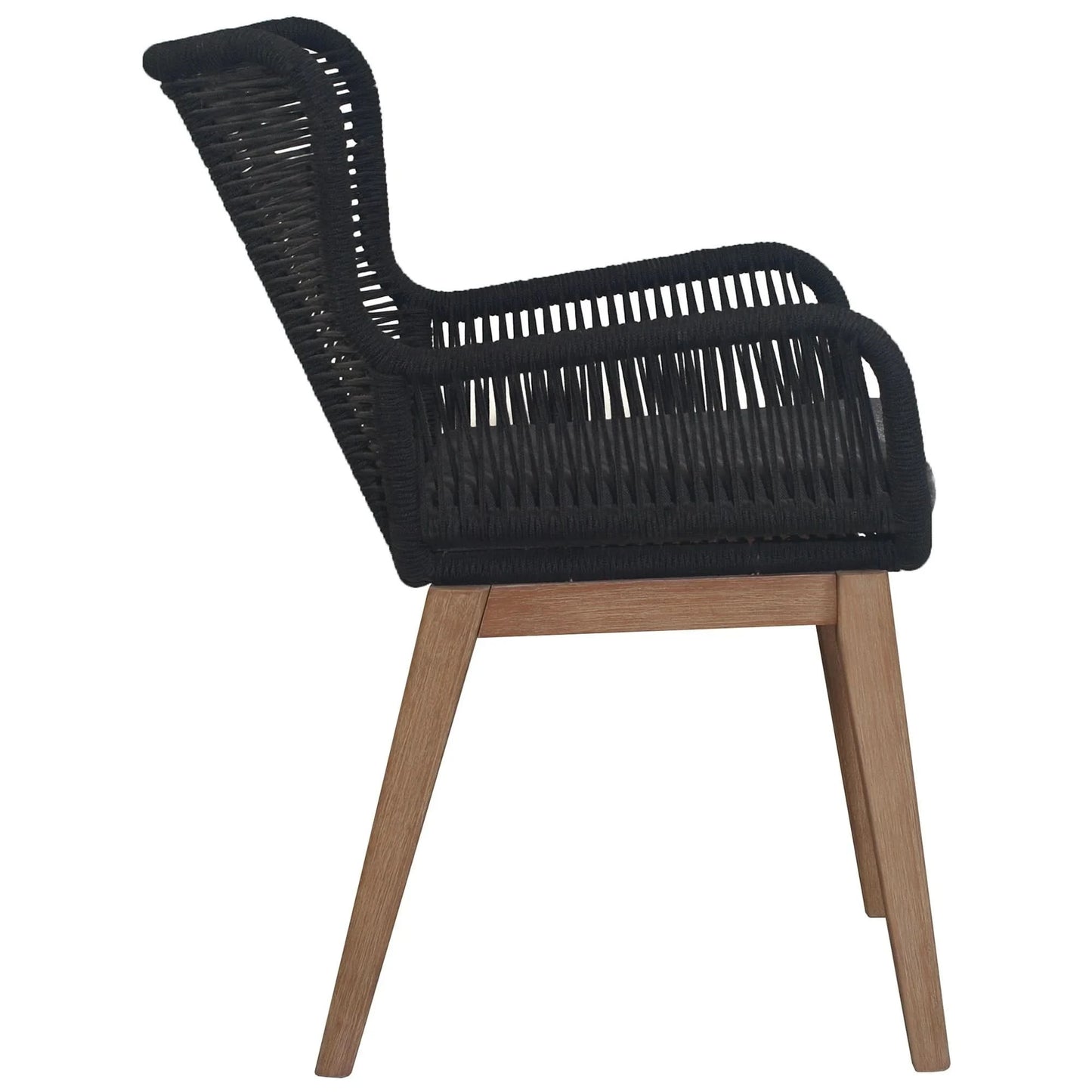 ATHENA EUCALYPTUS TIMBER & ROPE OUTDOOR DINING CHAIR BLACK/NATURAL