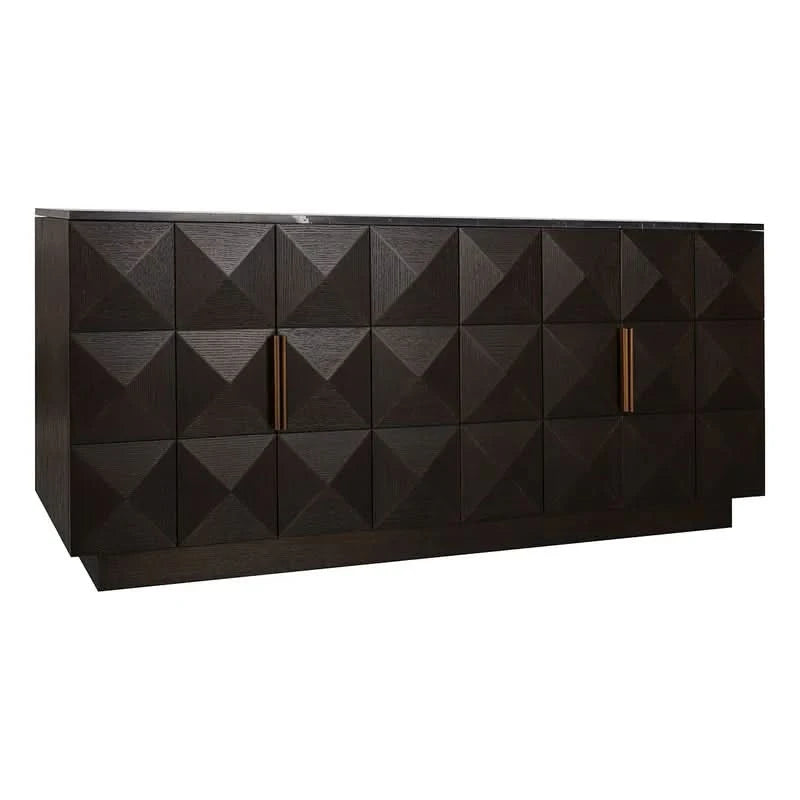 HAMPSHIRE BLACK MARBLE/SMOKED OAK 4-DOOR BUFFET/SIDEBOARD - MyChocolateWood