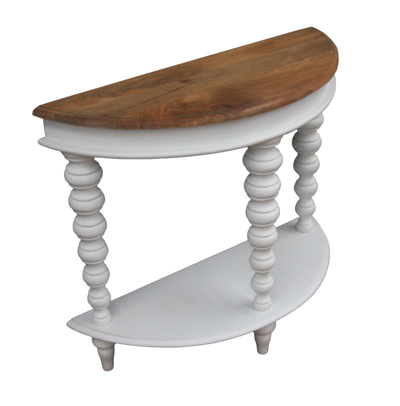 Blythe Two-Tone Timber Console Table/Hall Table - Mango Wood Top - Natural/White
