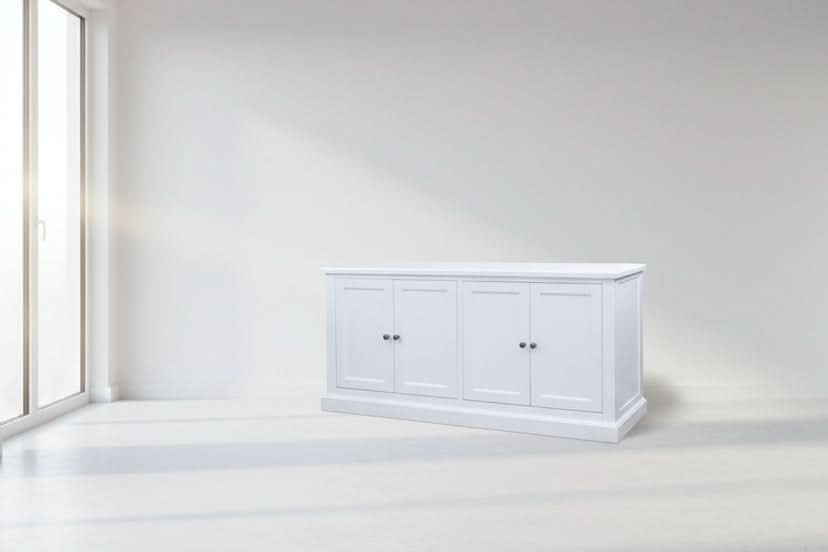 SHERBORNE ACACIA WOOD 4-DOOR BUFFET/SIDEBOARD WHITE - MyChocolateWood