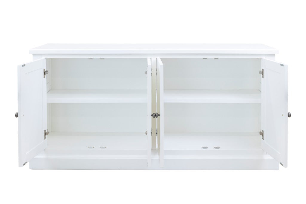 BRETTON ACACIA TIMBER 4 DOOR BUFFET/SIDEBOARD WHITE