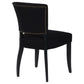 Cavendish Linen Dining Chair in Black, Set of 2 - Chocolate Wood