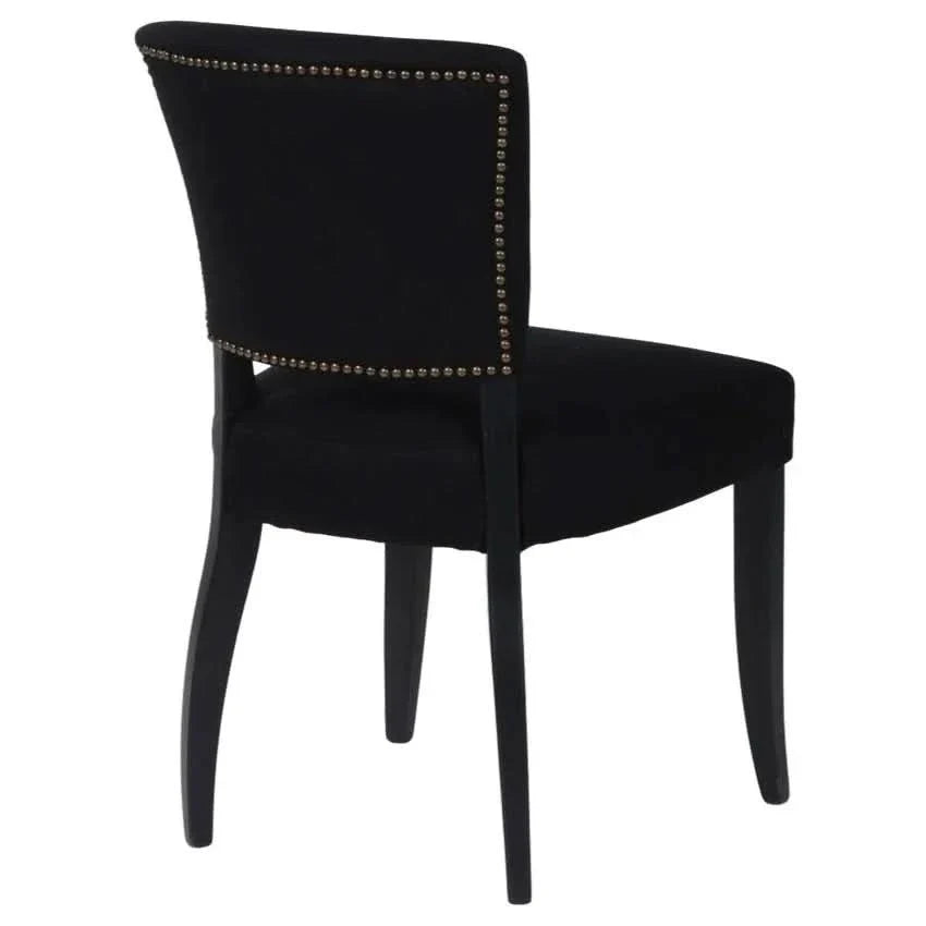 Cavendish Linen Dining Chair in Black, Set of 2 - Chocolate Wood