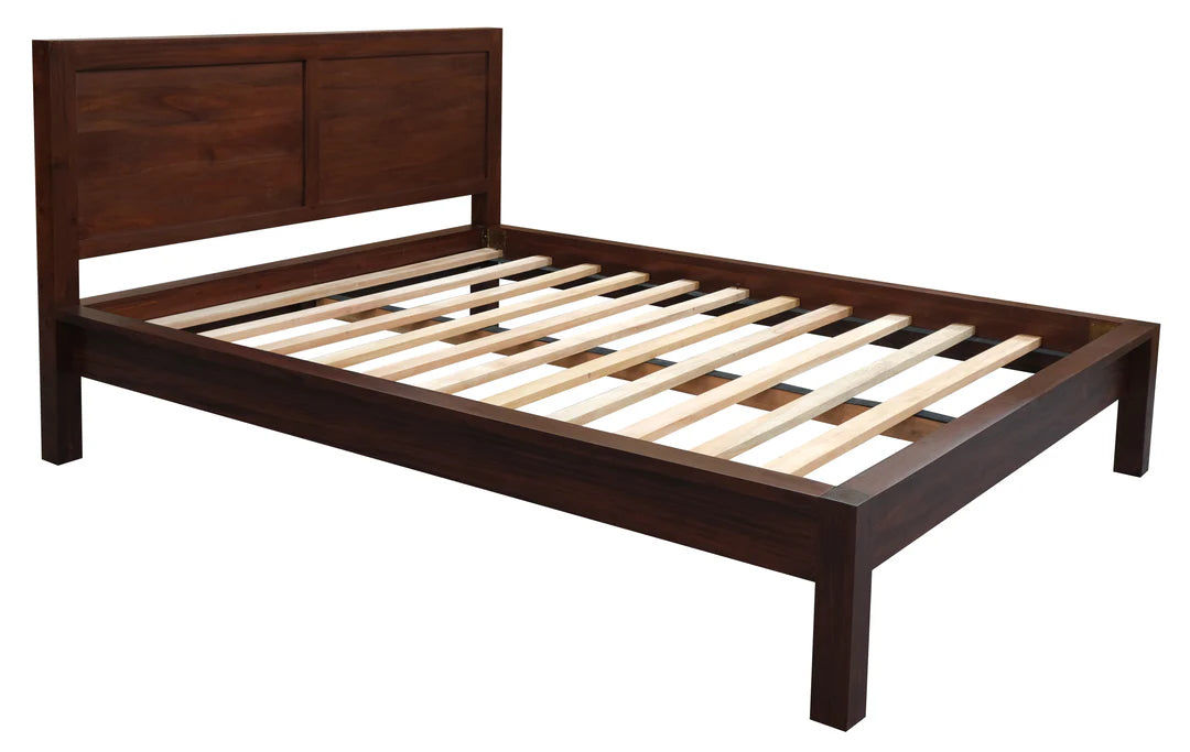TANAKA SOLID MAHOGANY TIMBER QUEEN SIZE BED IN CHOCOLATE COLOUR - MyChocolateWood