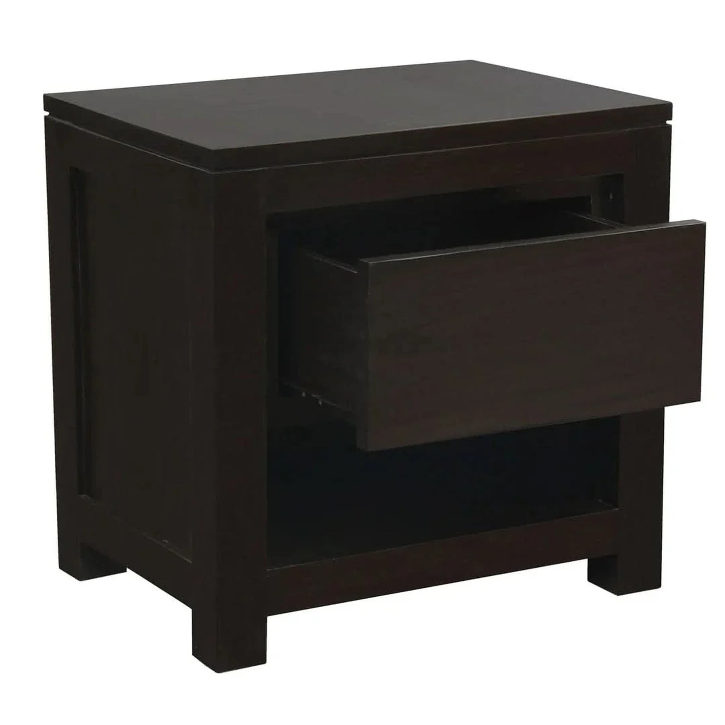 Tanaka Solid Mahogany 1 Drawer Bedside Table in Chocolate - Chocolate Wood