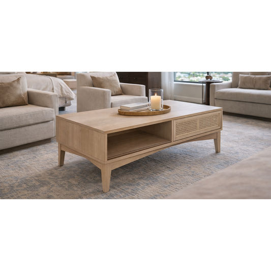 BAHAMAS SOLID OAK 2-DRAWER COFFEE TABLE NATURAL OAKWOOD - MyChocolateWood