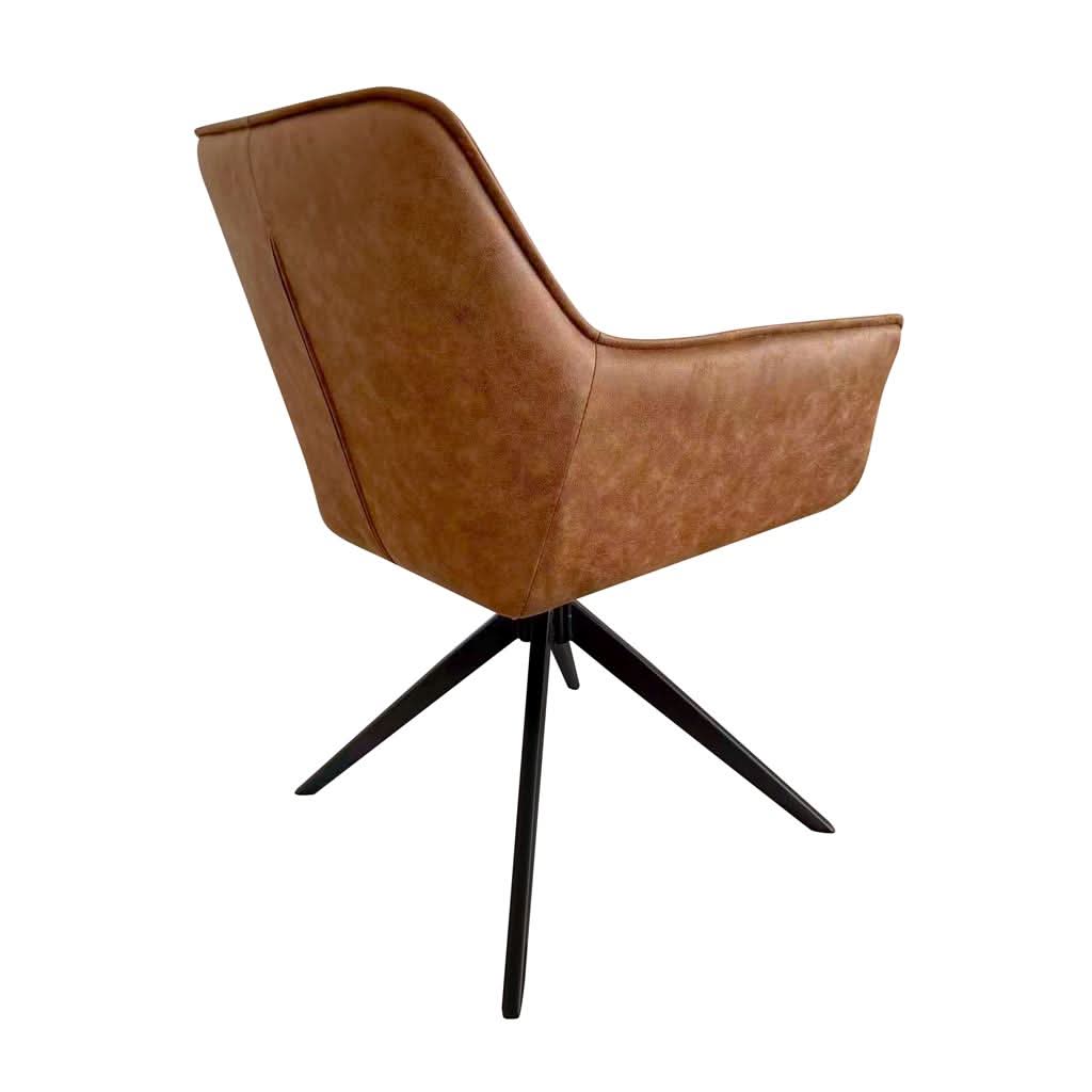 Reece Fabric Swivel Dining Armchair / Accent Chair in Cognac