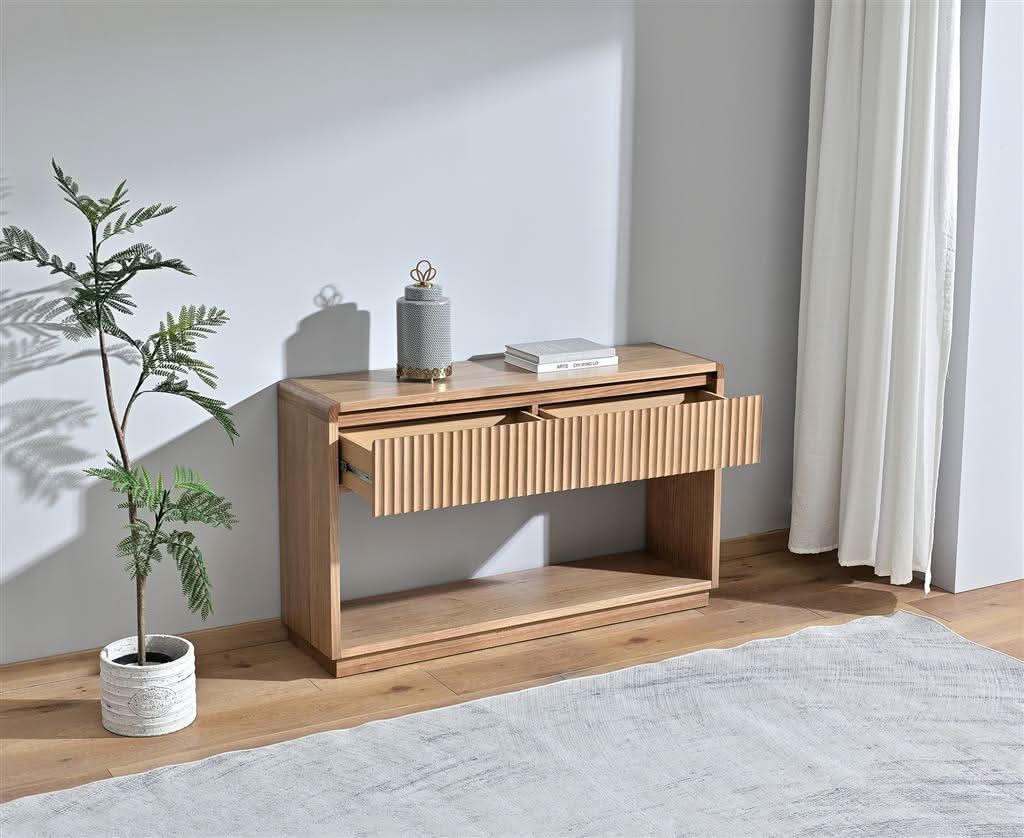 Denby Messmate Timber 2-Drawer Console Table/Hall Table Light Smoke