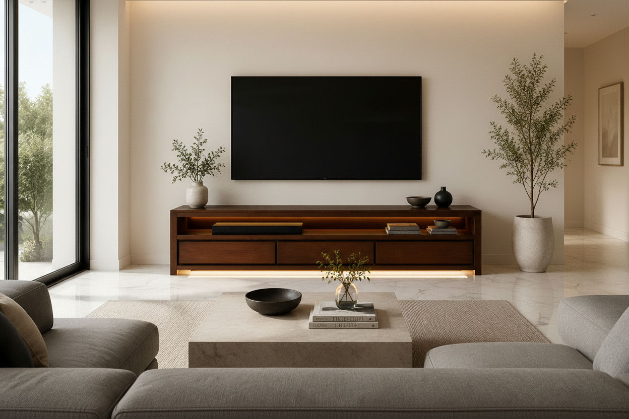 TANAKA SOLID MAHOGANY TV UNIT WITH 3 DRAWERS IN MAHOGANY 190CM