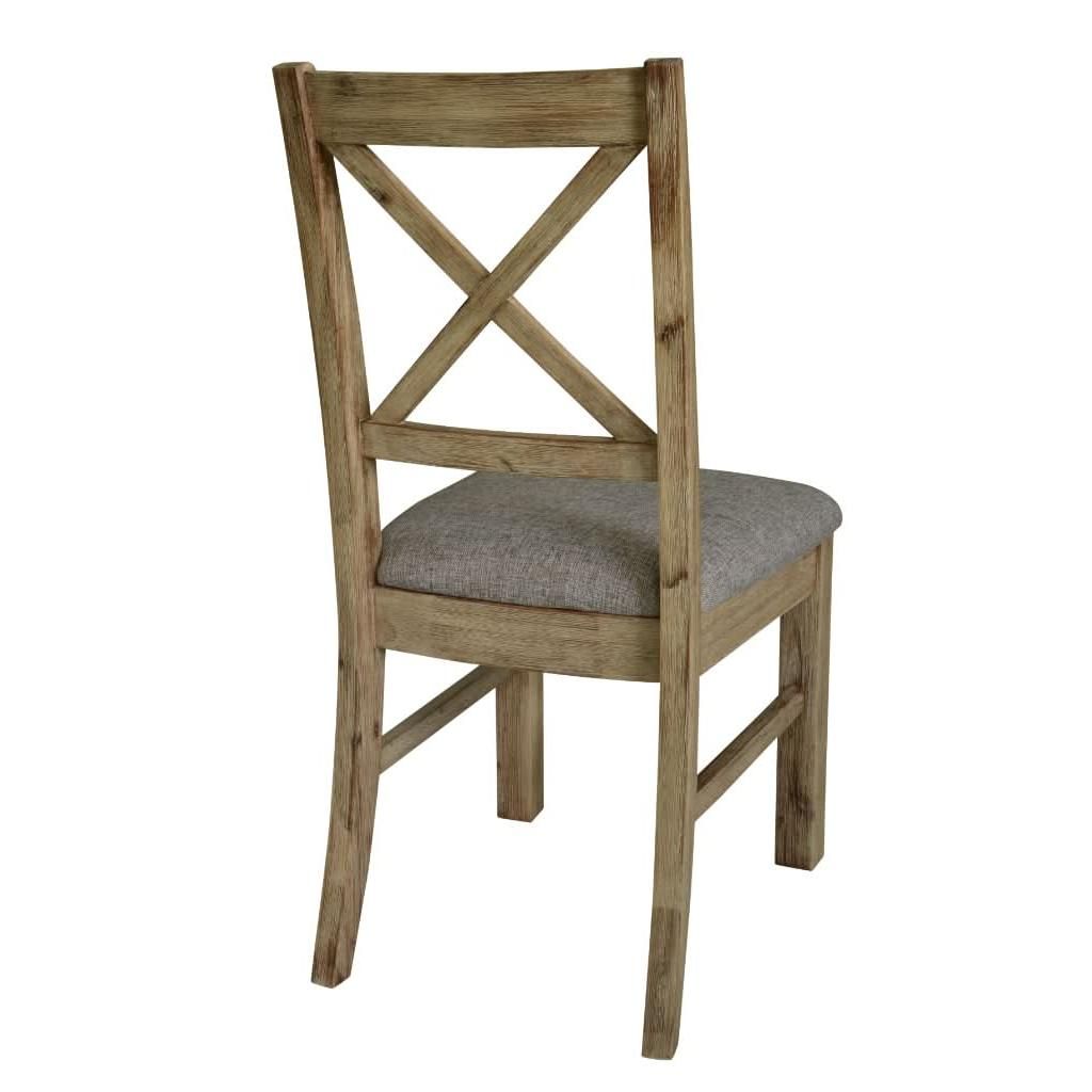Brushed khaki Devonshire Acacia Timber dining chair by MyChocolateWood showing a modern wooden dining room seat.