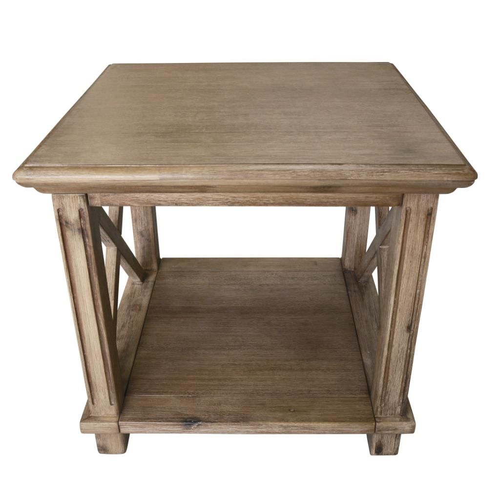 DEVONSHIRE ACACIA TIMBER LAMP TABLE SIDE TABLE BRUSHED KHAKI - MyChocolateWood