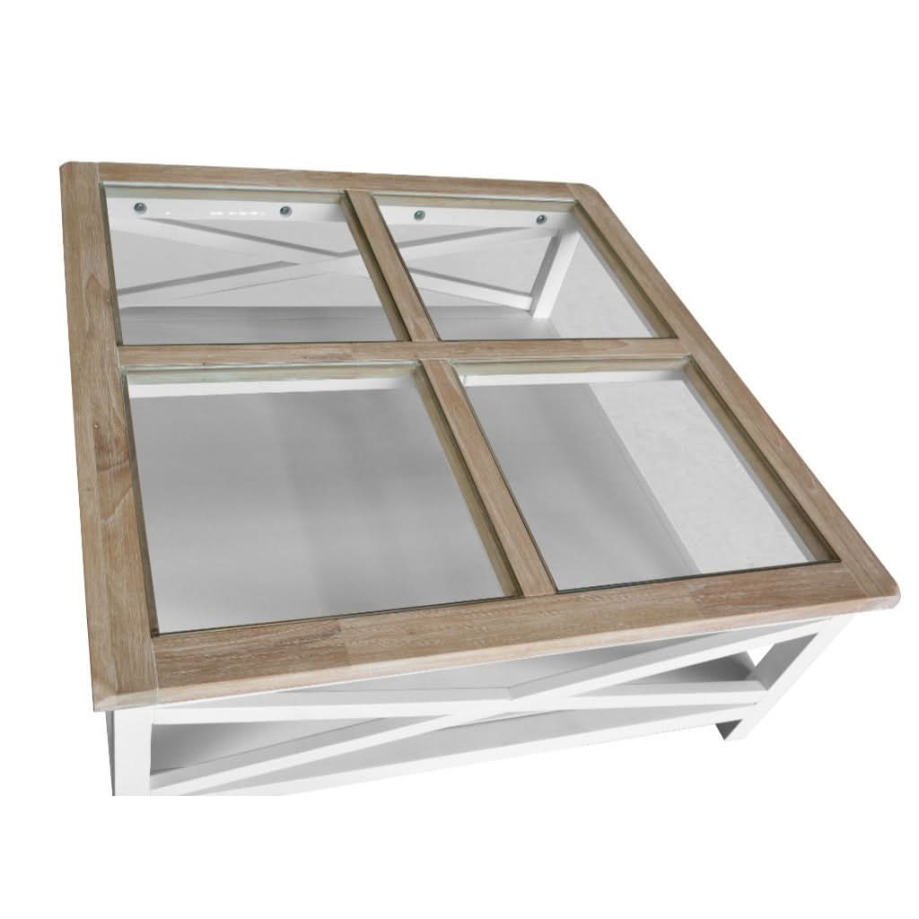 CHRISTA HAMPTON SOLID ACACIA SQUARE COFFEE TABLE LIGHT OAK/WHITE - MyChocolateWood