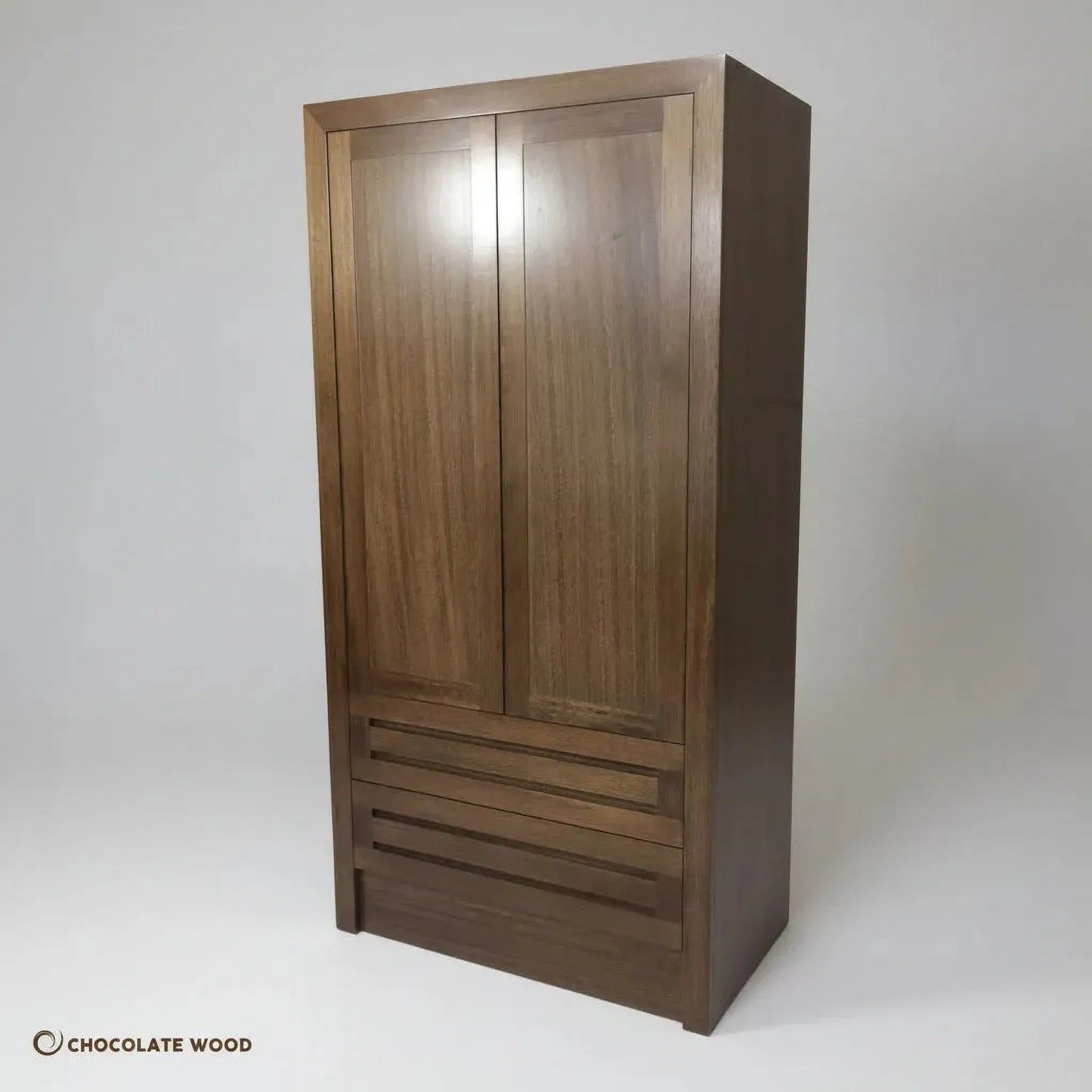 DANILO 2 DRAWERS WITH HANGING SPACE WARDROBE IN TASSIE OAK LIGHT BROWN AUSTRALIAN CUSTOM MADE - MyChocolateWood