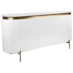 DENEUVE 3 DOOR BUFFET/SIDEBOARD WHITE WITH CARRARA MARBLE TOP - MyChocolateWood