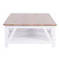 Donovan Timber Coffee Table - Mango Wood Top - 160cm Natural/White