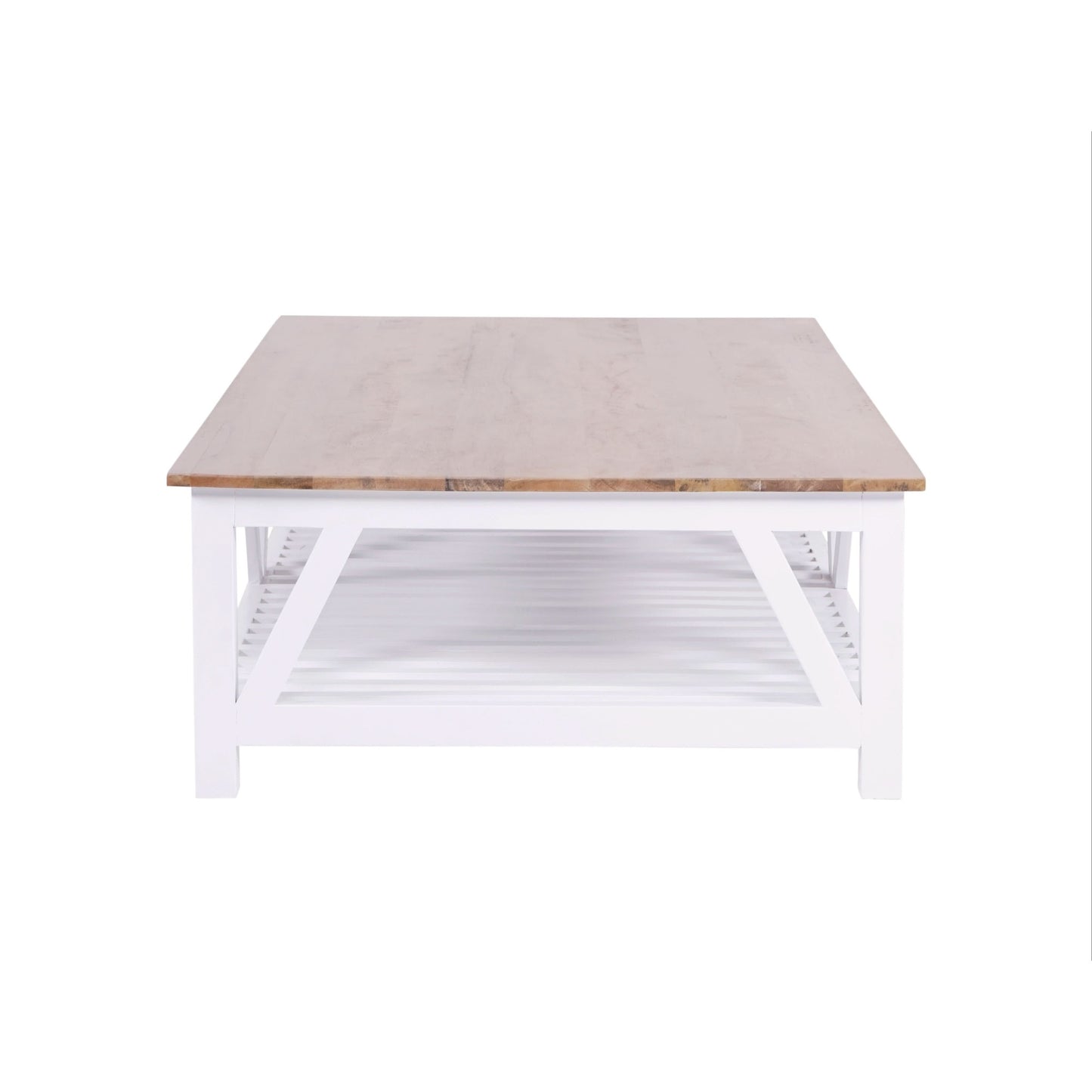 Donovan Timber Coffee Table - Mango Wood Top - 160cm Natural/White - MyChocolateWood
