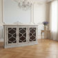 REINA GREYWASHED RECYCLED TIMBER/HERITAGE METAL 3-DOOR BUFFET/SIDEBOARD - MyChocolateWood