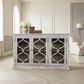 REINA GREYWASHED RECYCLED TIMBER/GLASS 3-DOOR BUFFET/SIDEBOARD - MyChocolateWood