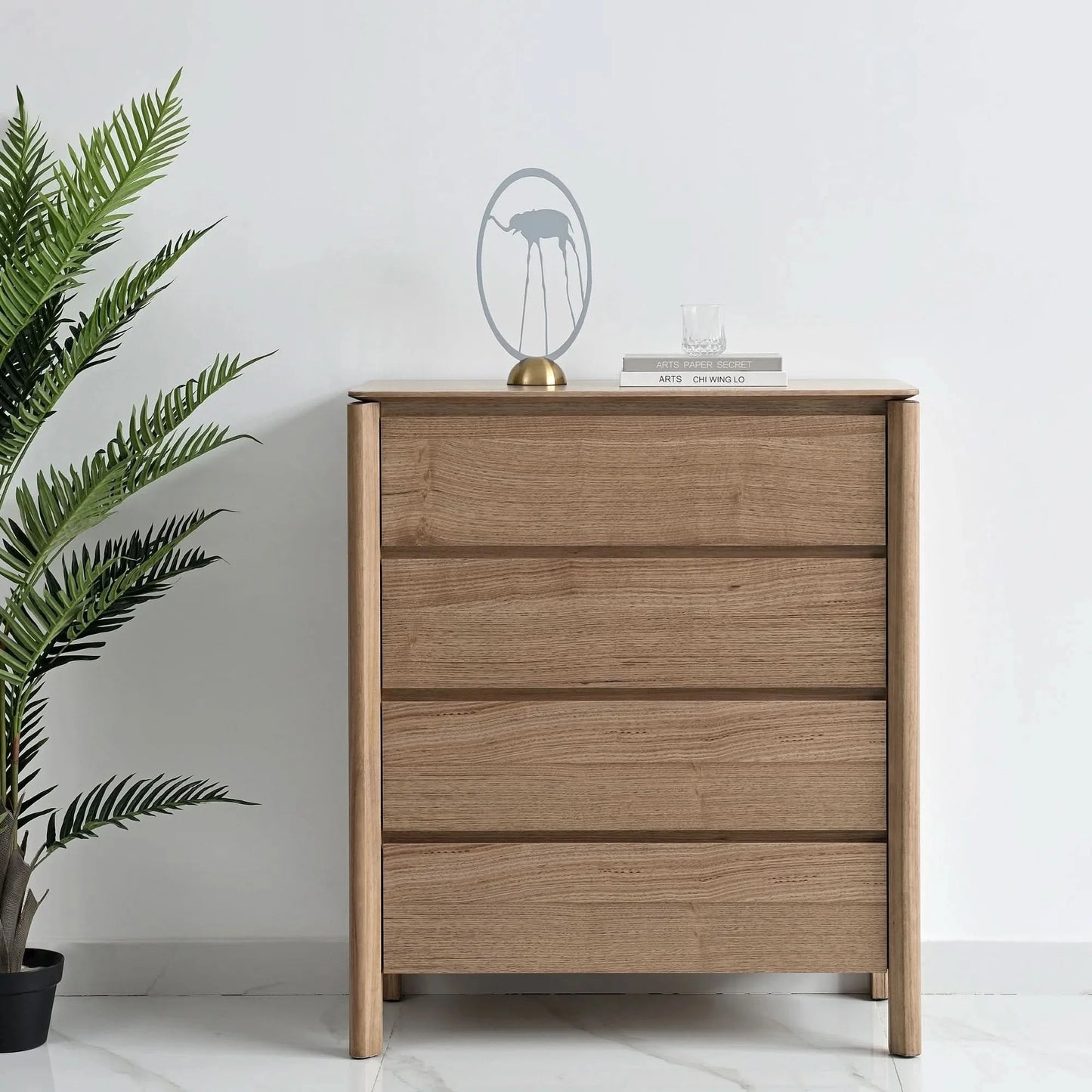 Jinetta Solid Messmate Timber  4-Drawer Tallboy/Chest of Drawers Light Smoke