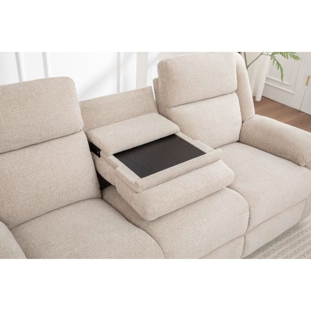 ALLOA FABRIC 3-SEATER ELECTRIC RECLINER SOFA BEIGE - MyChocolateWood