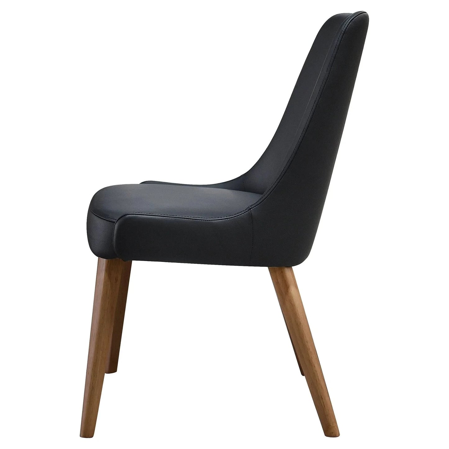 ELISEO LEATHER DINING CHAIR - SOLID TIMBER FRAME - BLACK - MyChocolateWood