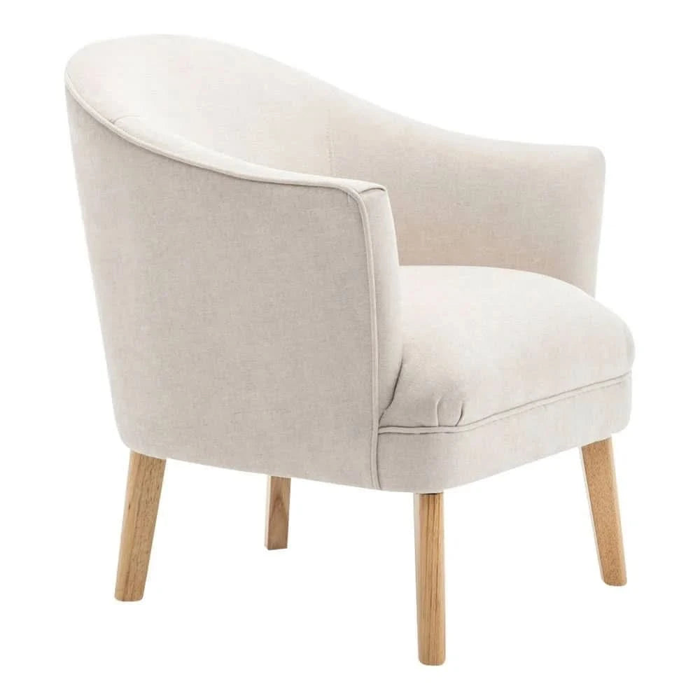 ELMORE CHENILLE FABRIC TUB CHAIR/OCCASIONAL CHAIR CREAM - MyChocolateWood