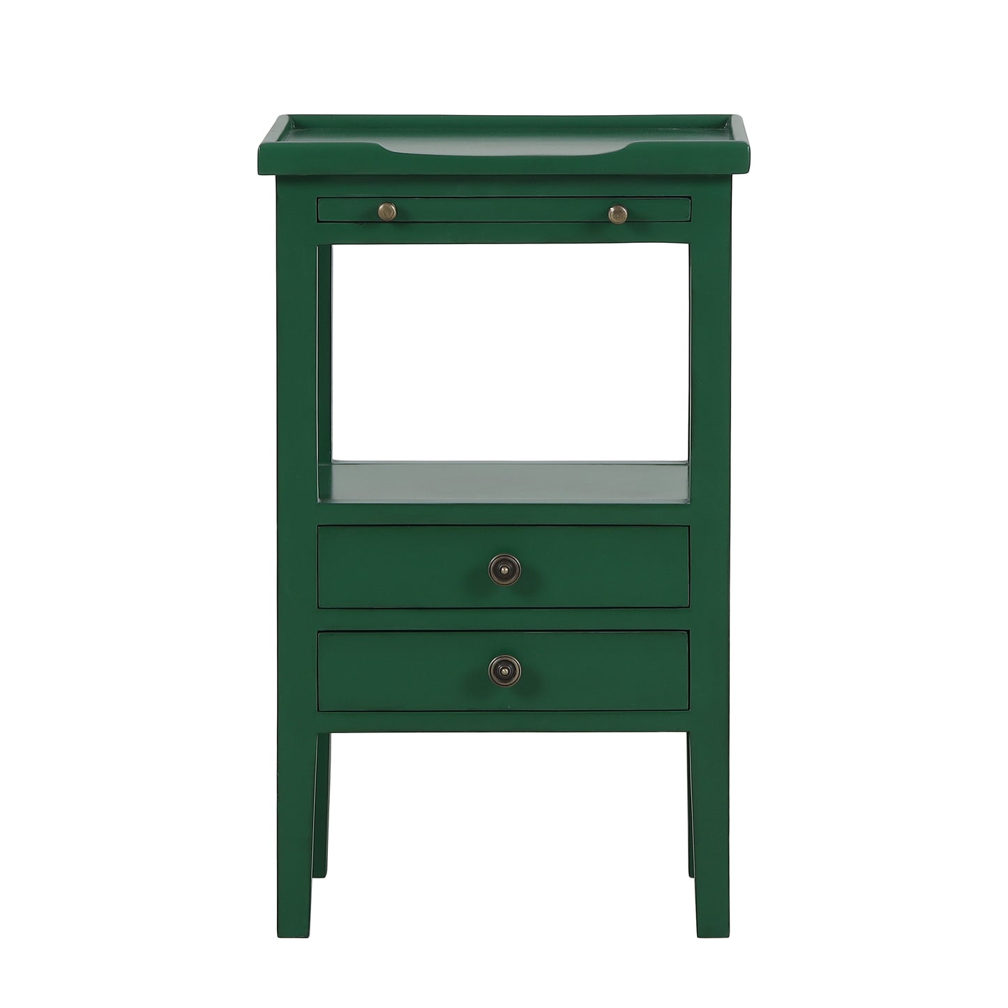Oatlands Mahogany 2-Drawer 1-Shelf Side Table / Lamp Table / Bedside Table Jade Green
