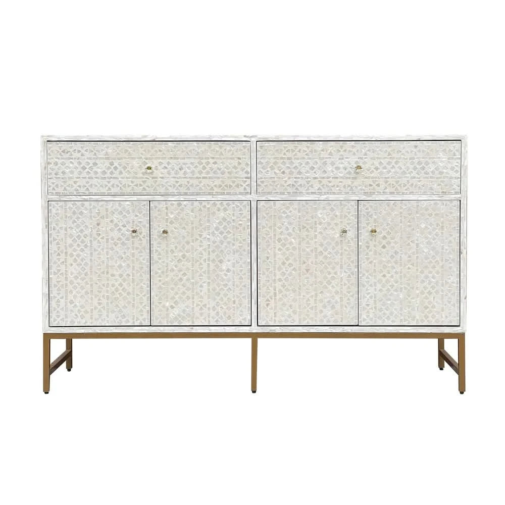 BEATRICE  MOTHER OF PEARL HAND INLAY 4-DOOR 2 DRAWER SIDEBOARD/BUFFET - MyChocolateWood