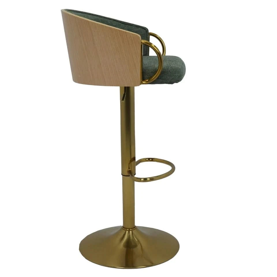 Cilla Gas Lift Swivel Bar Stool Verdant Green with Gold Accents