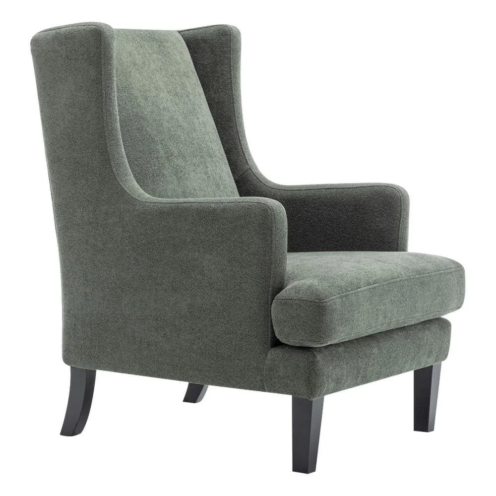 SILAS WINTER MOSS CHENILLE WING BACK ARMCHAIR/OCCASIONAL CHAIR - MyChocolateWood