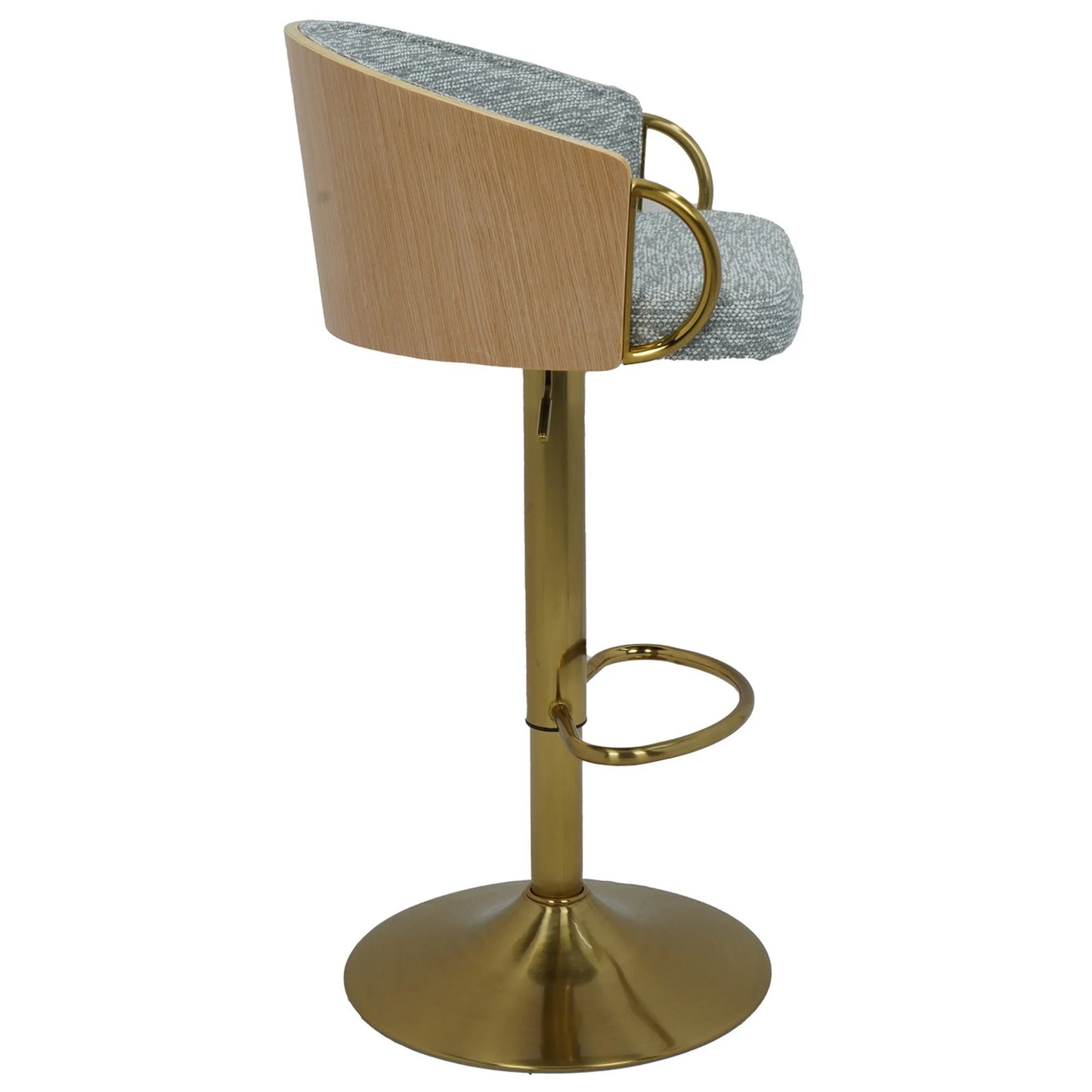 Cilla Gas Lift Swivel Bar Stool Grey with Gold Accents