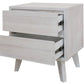 Halifax Solid Acacia 2-Drawer Bedside Table in Brushed White