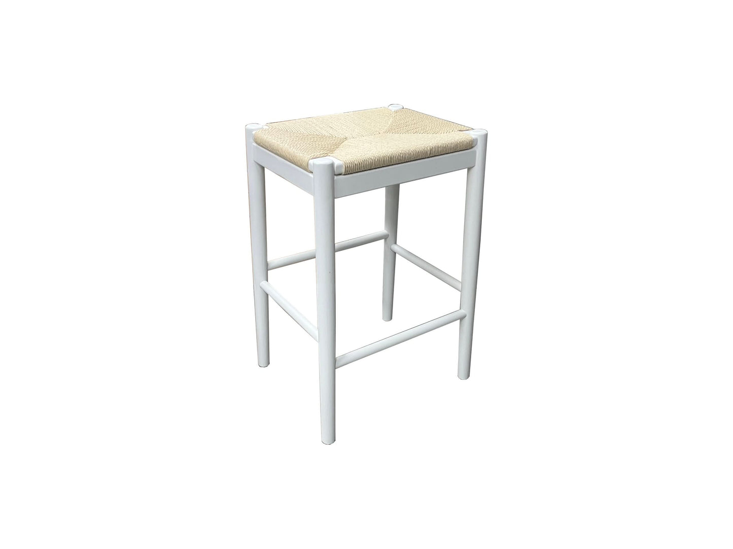 BRYNN BACKLESS KITCHEN STOOL WITH ROPE SEAT -66CM SEAT HEIGHT WHITE - MyChocolateWood