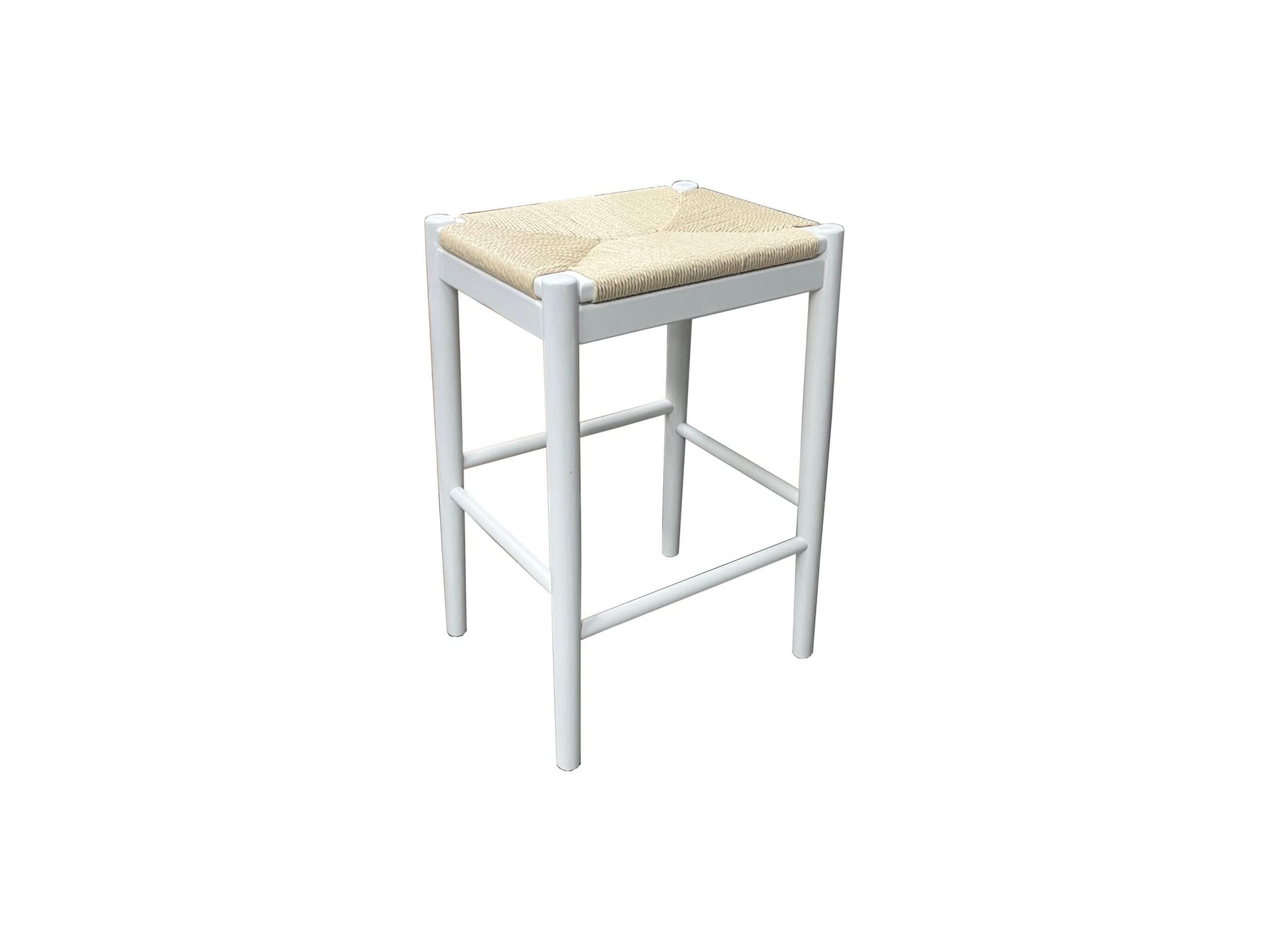 BRYNN BACKLESS KITCHEN STOOL WITH ROPE SEAT -66CM SEAT HEIGHT WHITE - MyChocolateWood