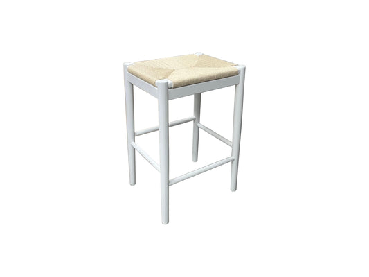 BRYNN BACKLESS KITCHEN STOOL WITH ROPE SEAT -66CM SEAT HEIGHT WHITE - MyChocolateWood