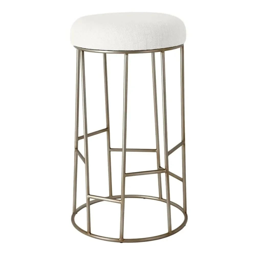 JACE GOLD STEEL BAR STOOL - NATURAL LINEN - MyChocolateWood