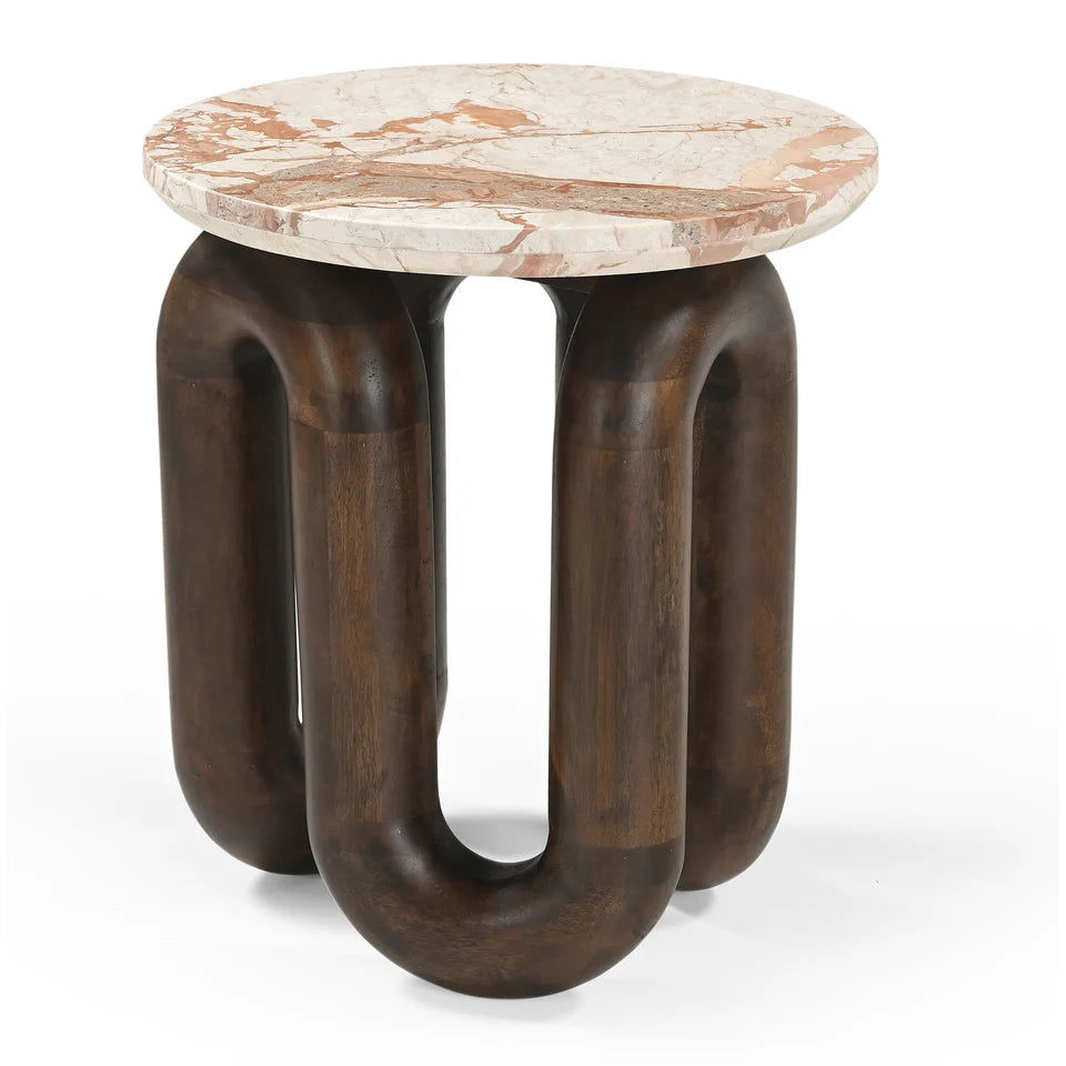 Kennedy Marble Top/Mango base Loop Side Table