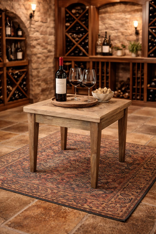 CASA RECYCLED ELM RUSTIC LAMP TALE/SIDE TABLE TABLE PARQUETRY TOP - MyChocolateWood