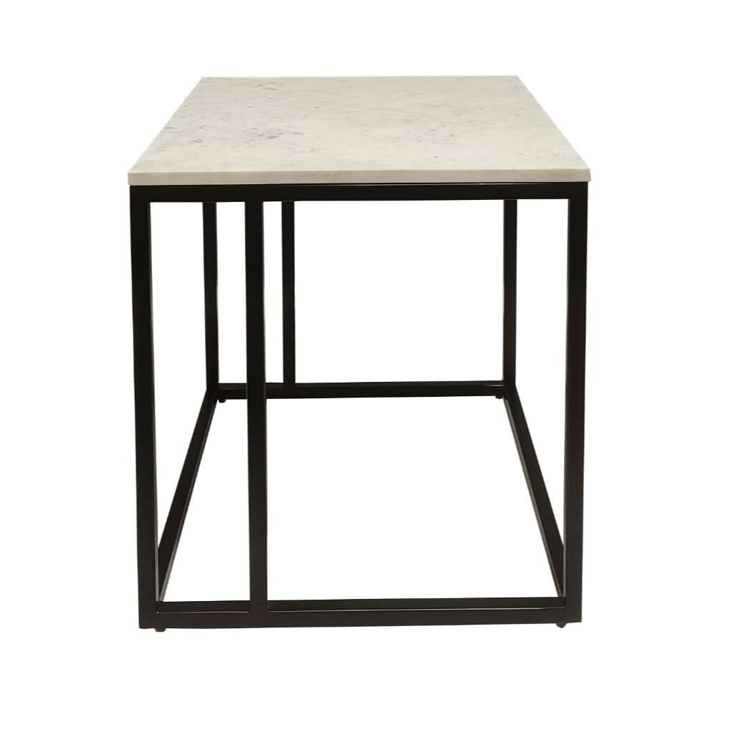 VINTRY SIDE TABLE/LAMP TABLE - WHITE MARBLE TOP ON BLACK BASE