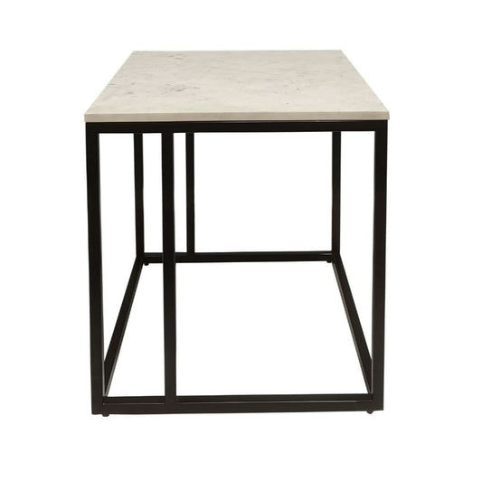 VINTRY SIDE TABLE/LAMP TABLE - WHITE MARBLE TOP ON BLACK BASE