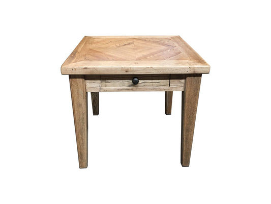 DUTCHY FRENCH PROVINCIAL STYLE  SIDE TABLE/LAMP TABLE 1 DRAWER WITH PARQUETRY PATTERN 55 CM - MyChocolateWood