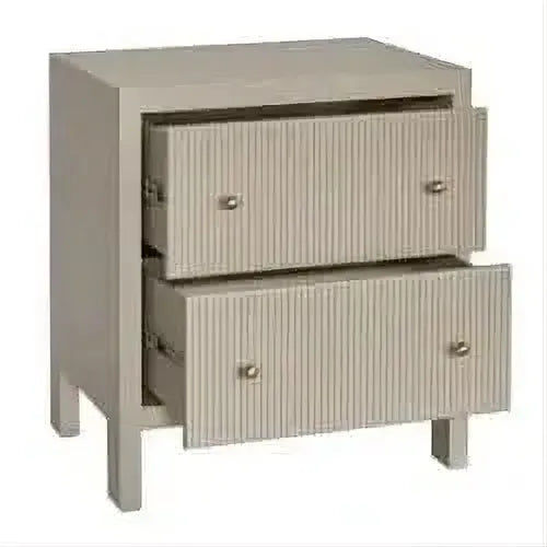 Jayla Large 2-Drawer Bedside Table in Beige - Chocolate Wood